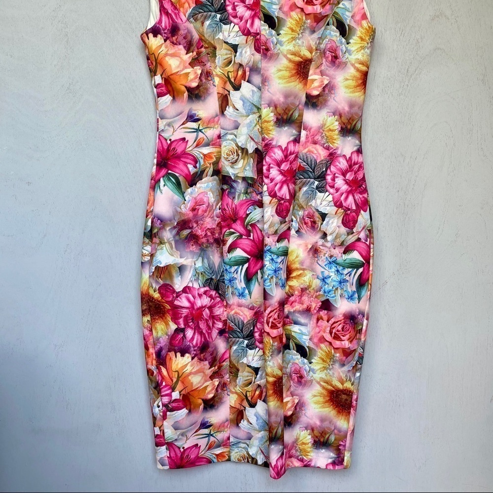 Alexia Admor Pink Rose & Sunflower Neoprene Sheath Dress | Floral Scuba Dress - Picture 10 of 10